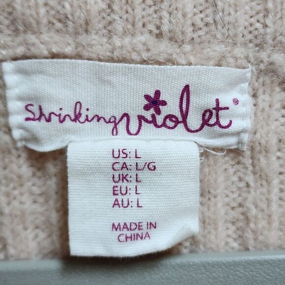 Shrinking Violet Sweater Womens L Pink Alpaca Blend Long Sleeve Crew Soft Boho - Picture 12 of 13